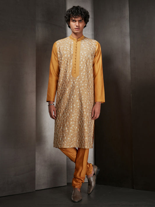 Yellow Hand Embroidered Kurta Set