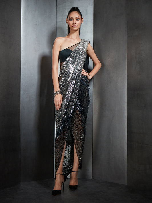 Fully Sequin Draped Fitted Saree