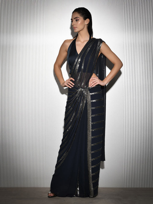 Black Embellished Saree