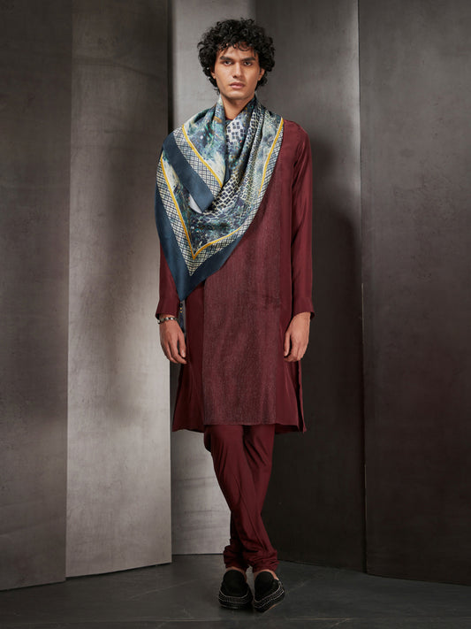 Full Printed Stole With Solid Borders