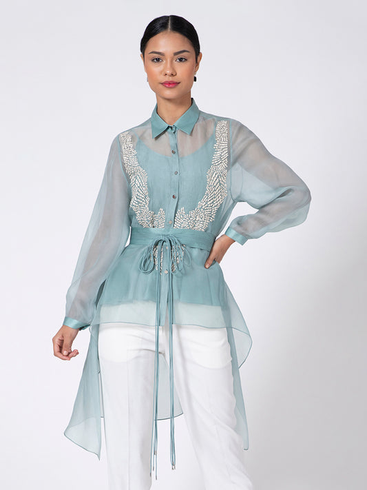 Sky Blue Asymmetric Top
