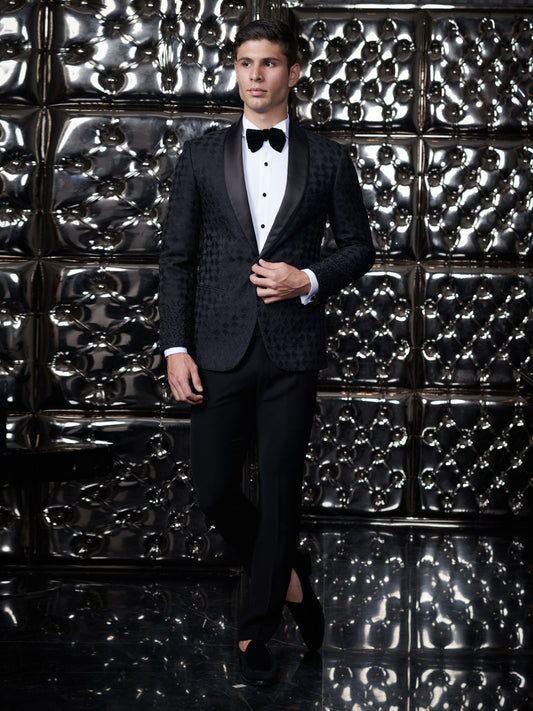 Black Fully Embroidered Tuxedo
