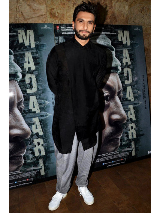 Ranveer Singh In Black Wrap Shirt