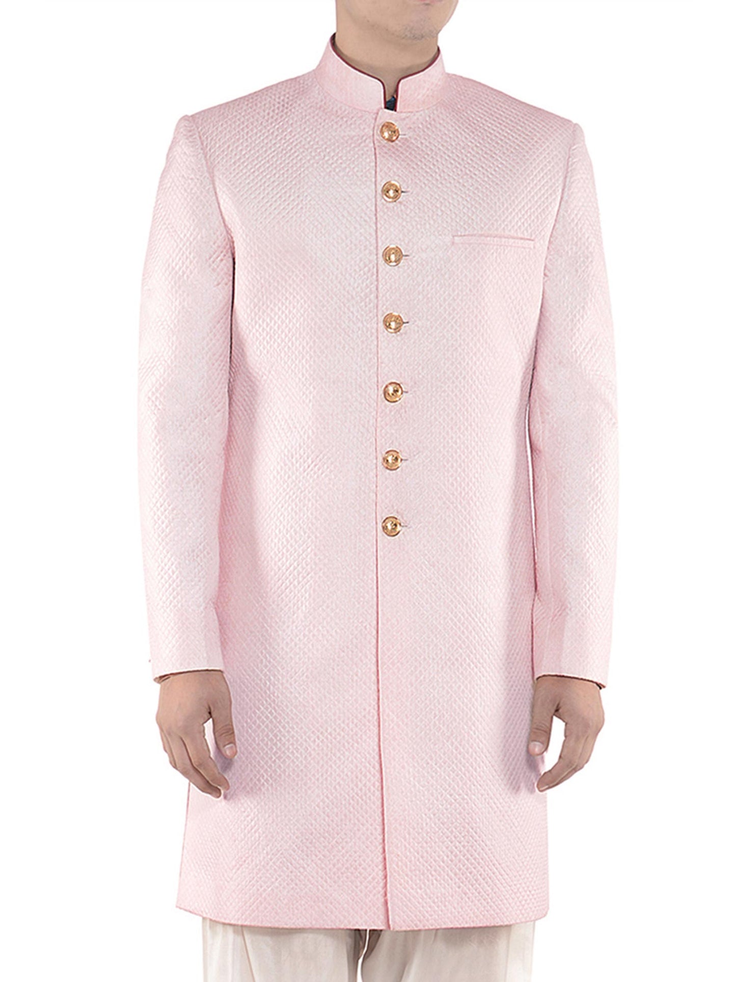 Feather Pink Quilted Sherwani Set