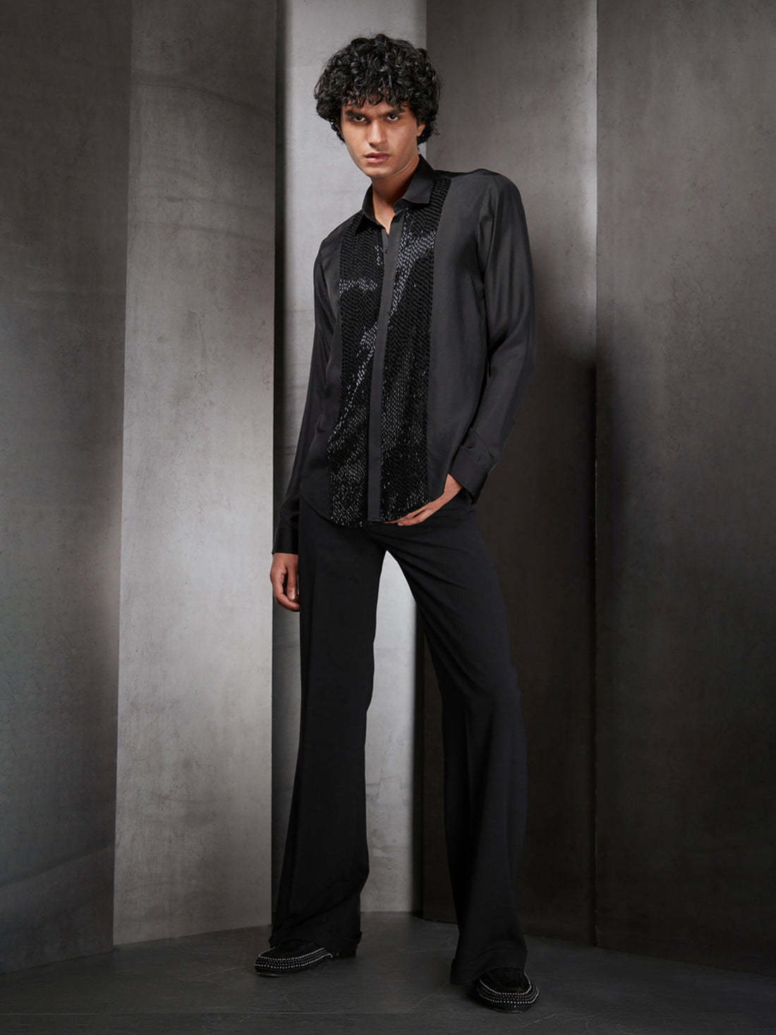 Embroidered Crepe Shirt