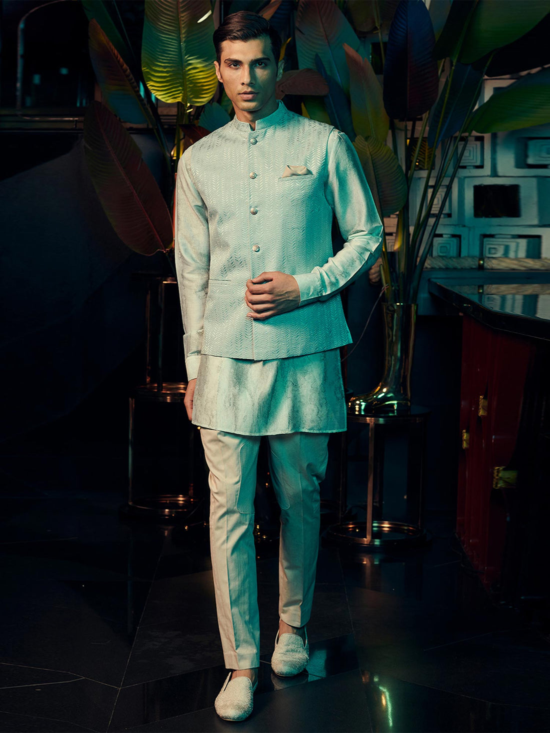 Ivory Embroidered Bandhgala