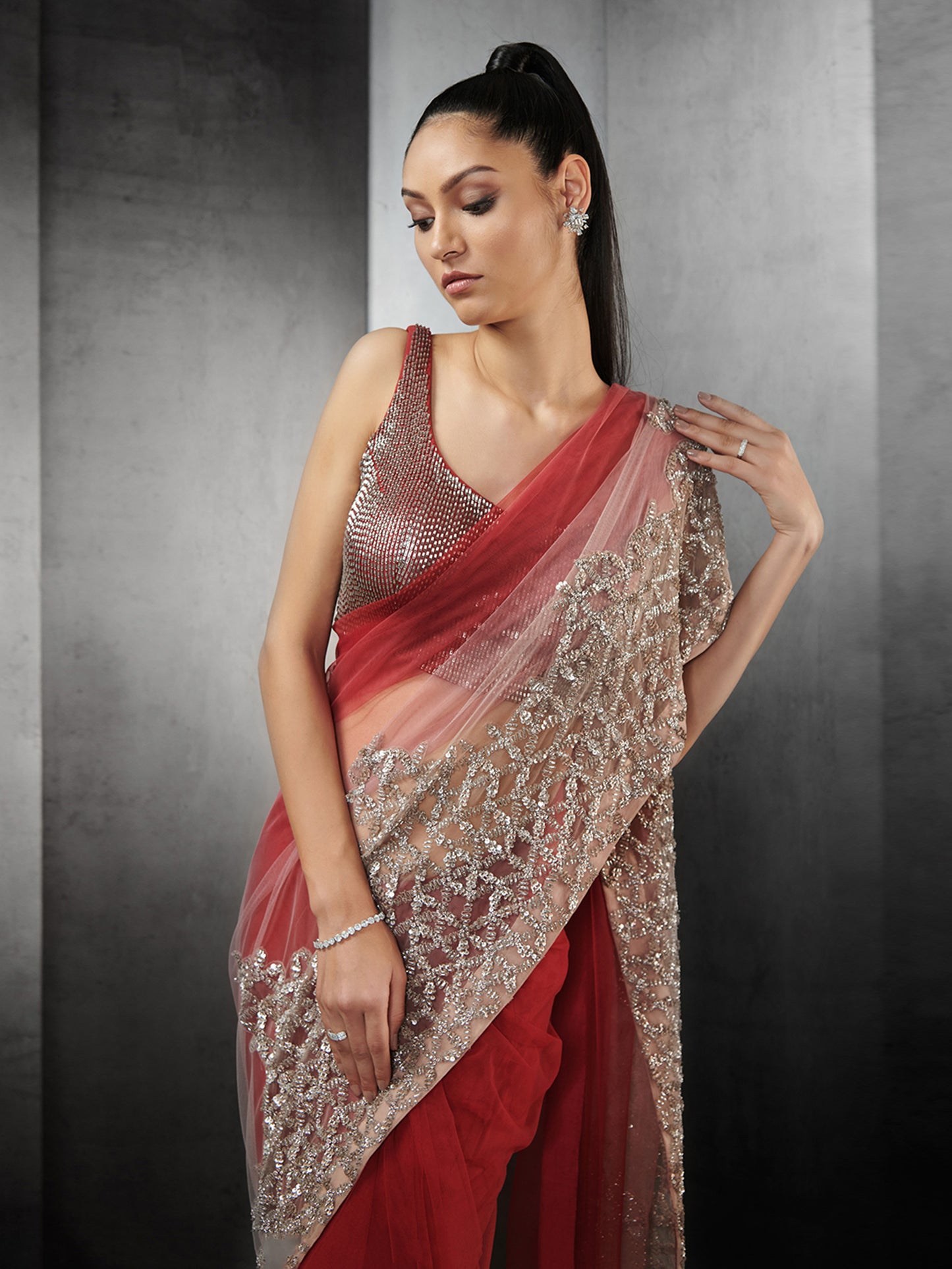 Tulle Ombre Saree