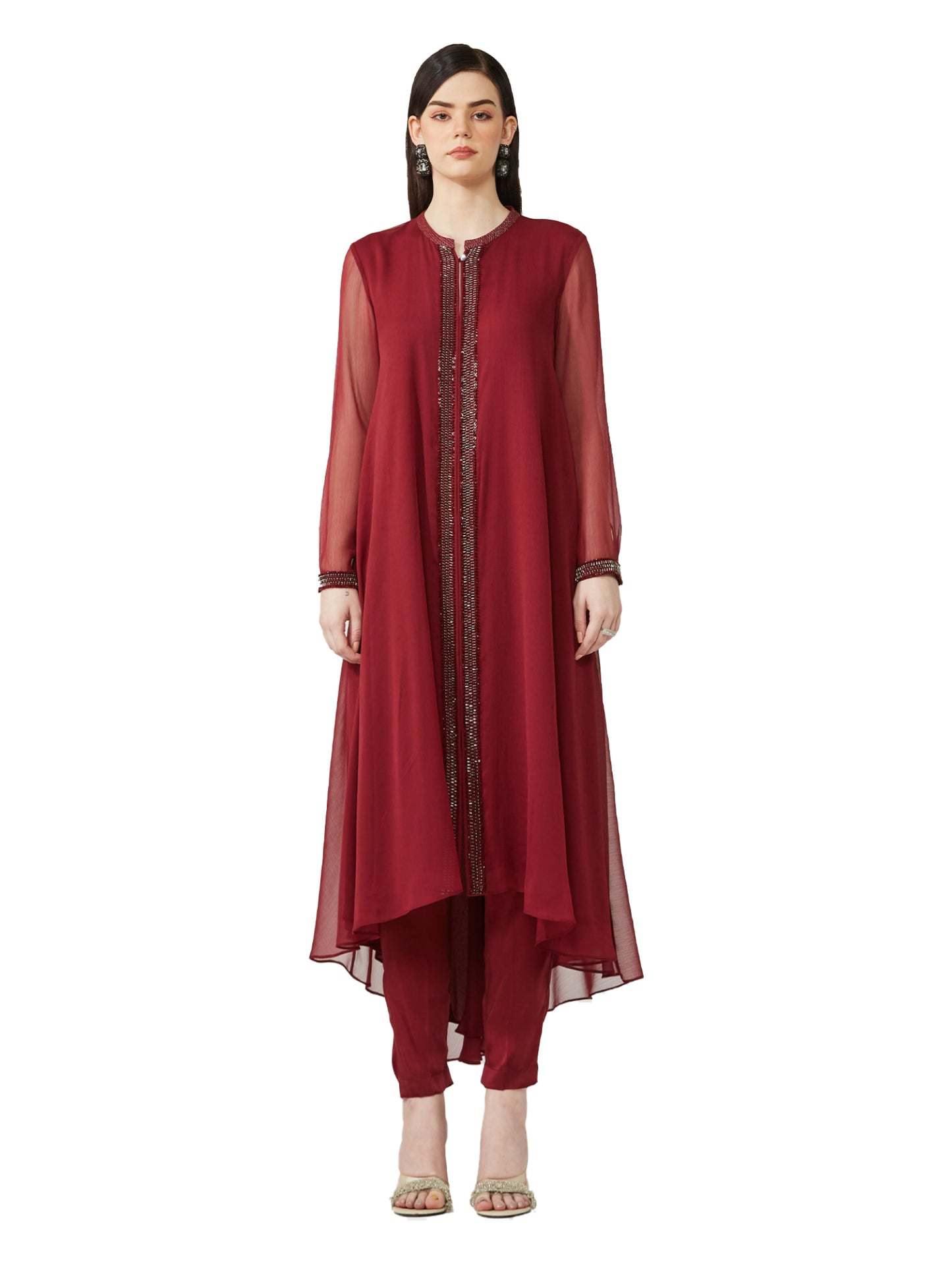 Flared Embellished Kurta Set