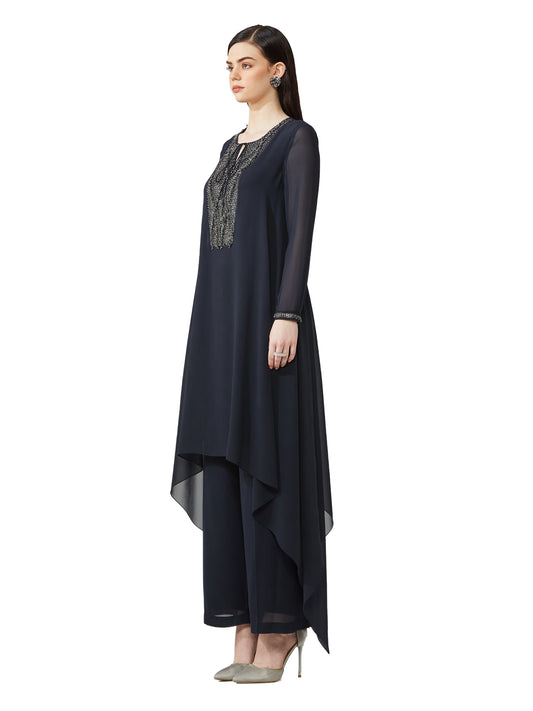 Black Crafted Kurta Set