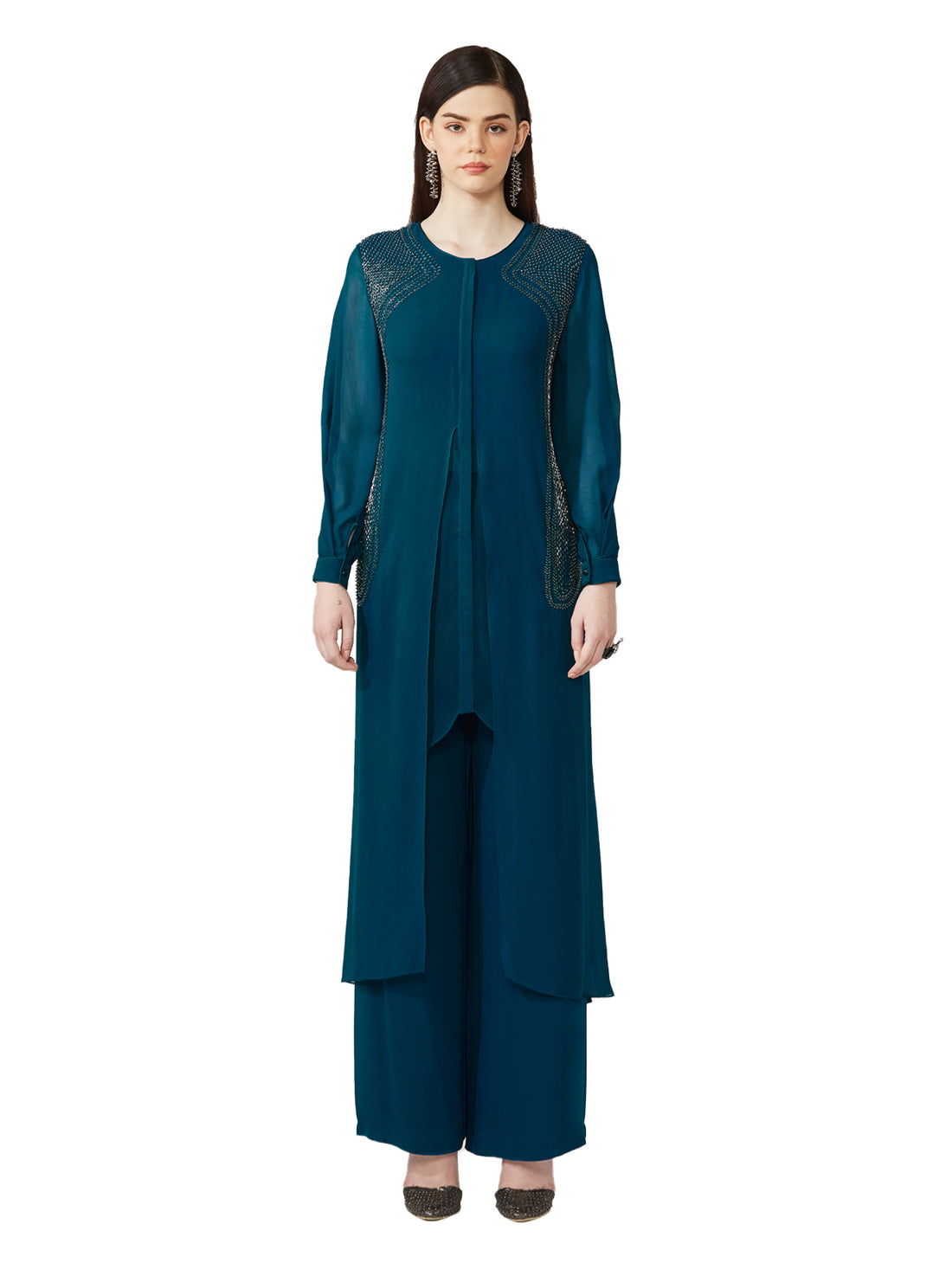 Straight Fit double layer Embellished Kurta Set