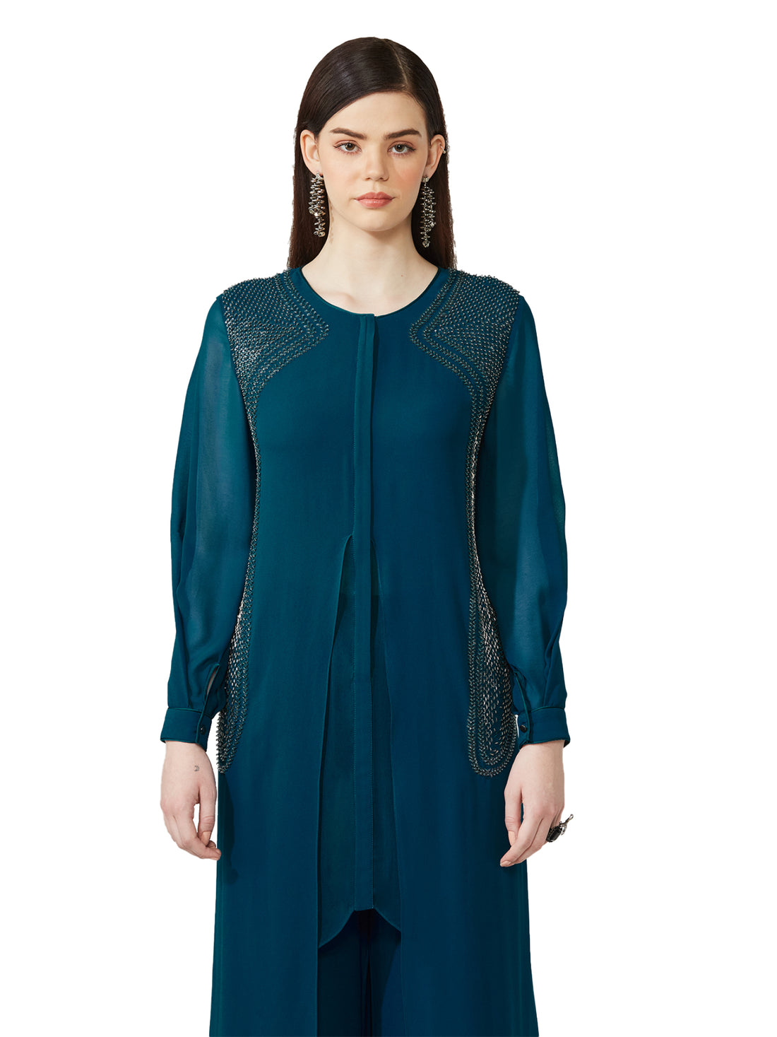 Straight Fit double layer Embellished Kurta Set