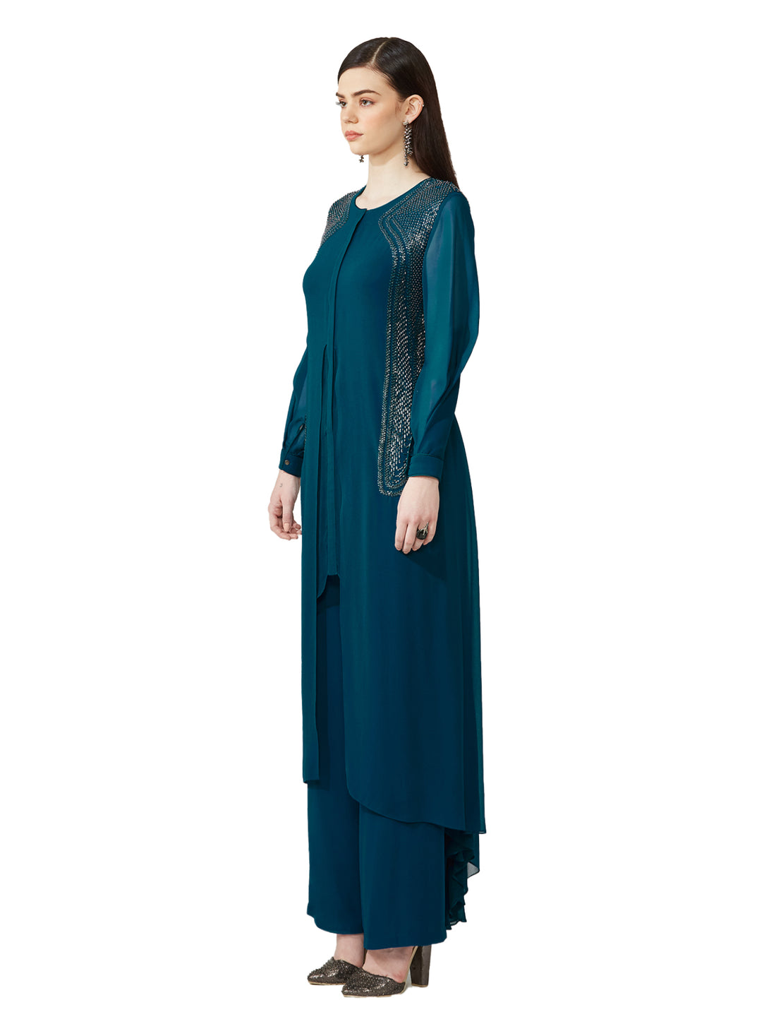 Straight Fit double layer Embellished Kurta Set