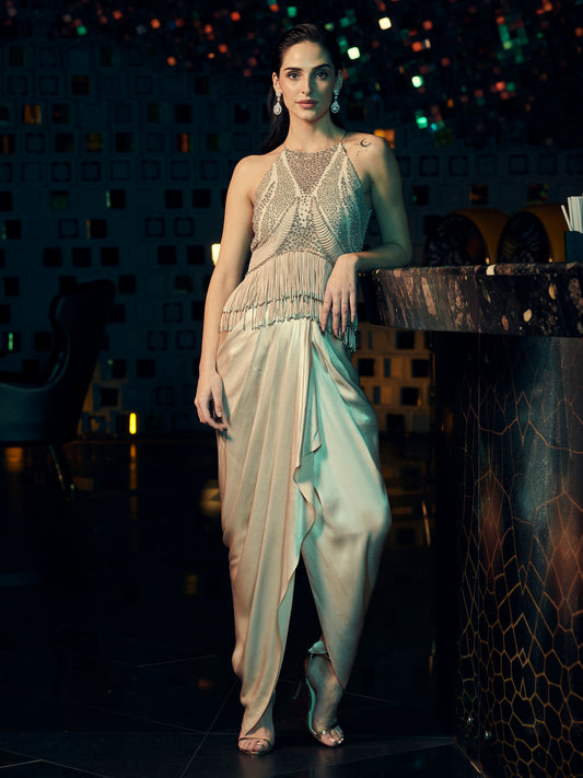 Dobro Tassel Top With Draped Trousers