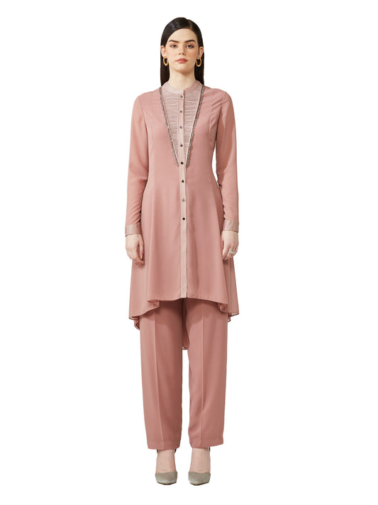 Straight Fit Yoke Embellished Kurta Set