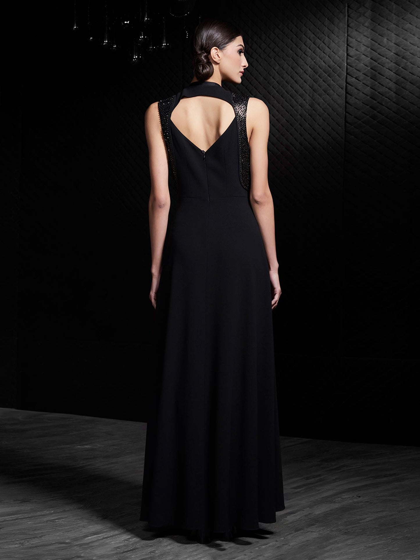 Omega Black Overlap Dress