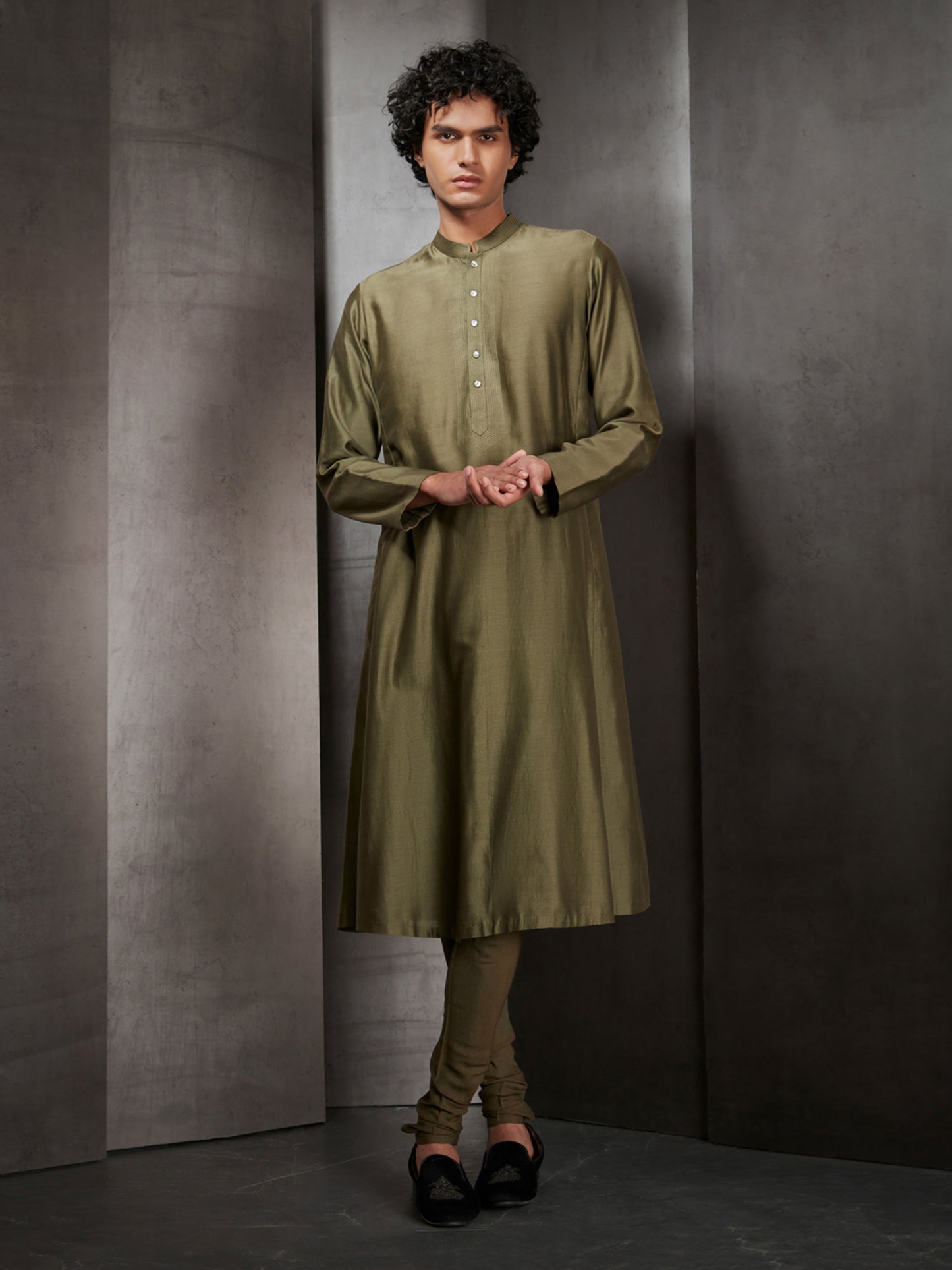 Olive Chanderi Kurta Set