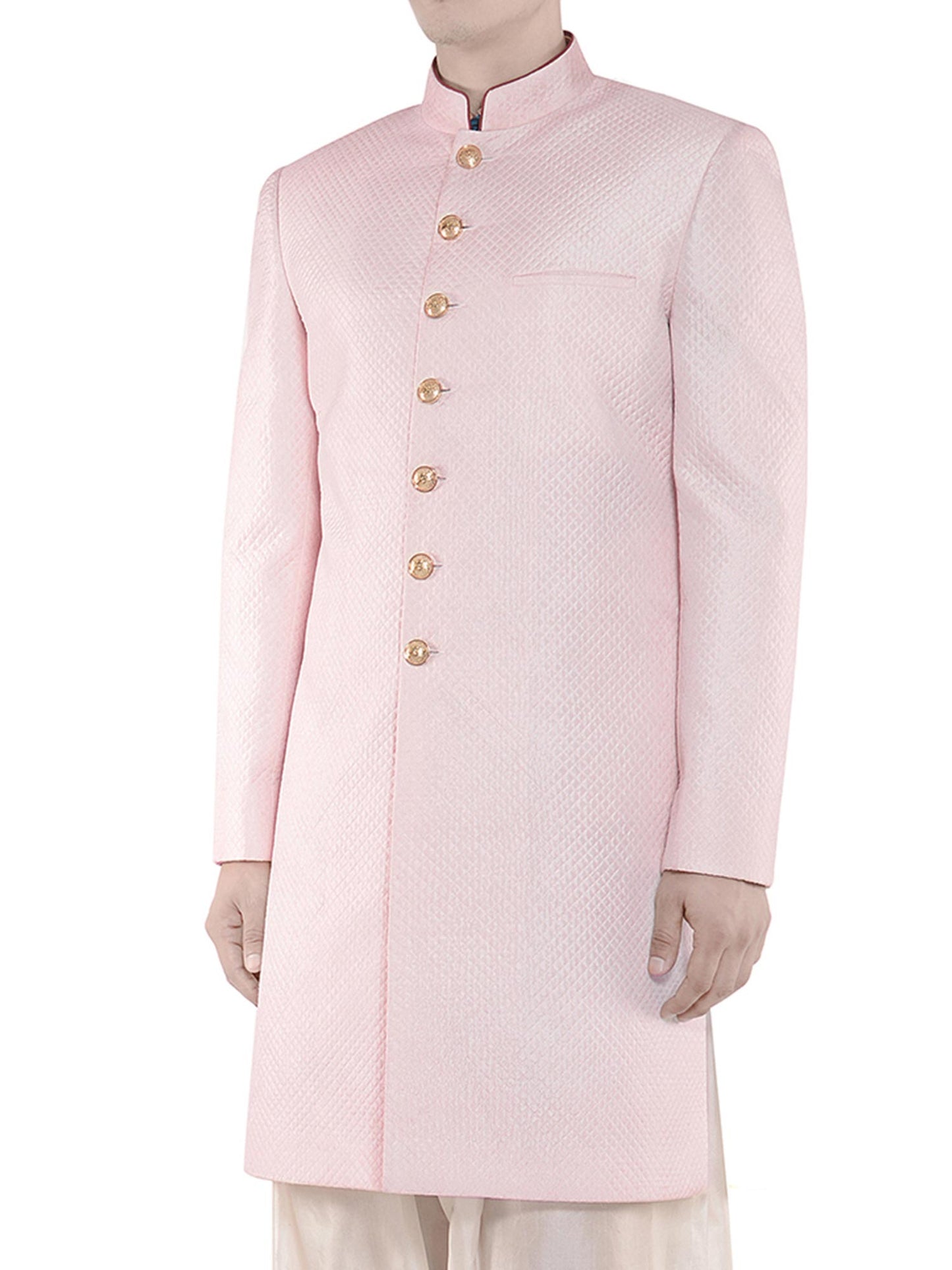Feather Pink Quilted Sherwani Set