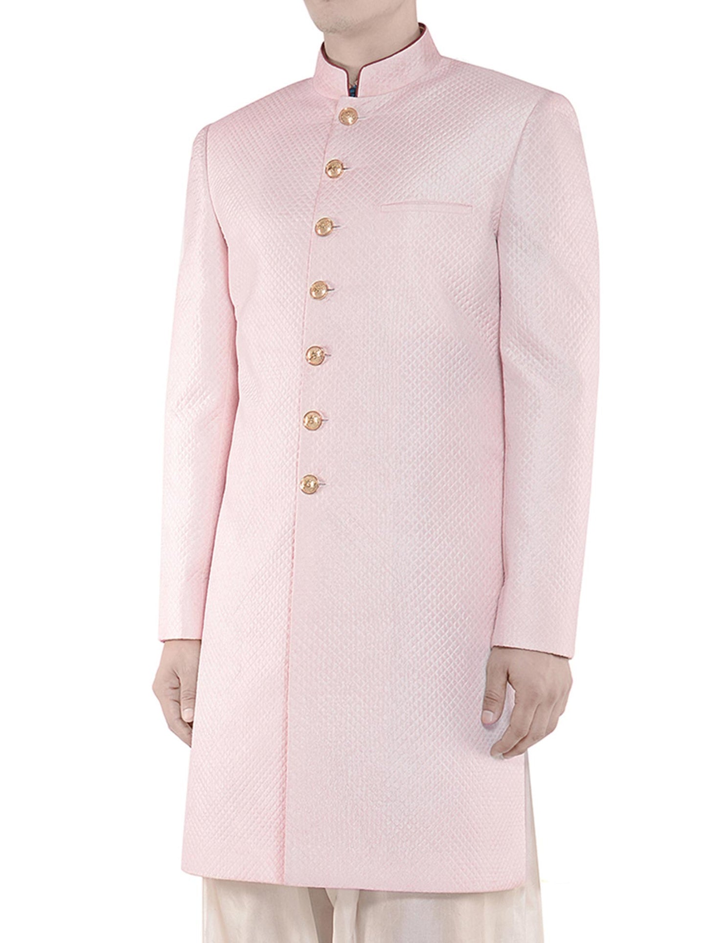 Feather Pink Quilted Sherwani