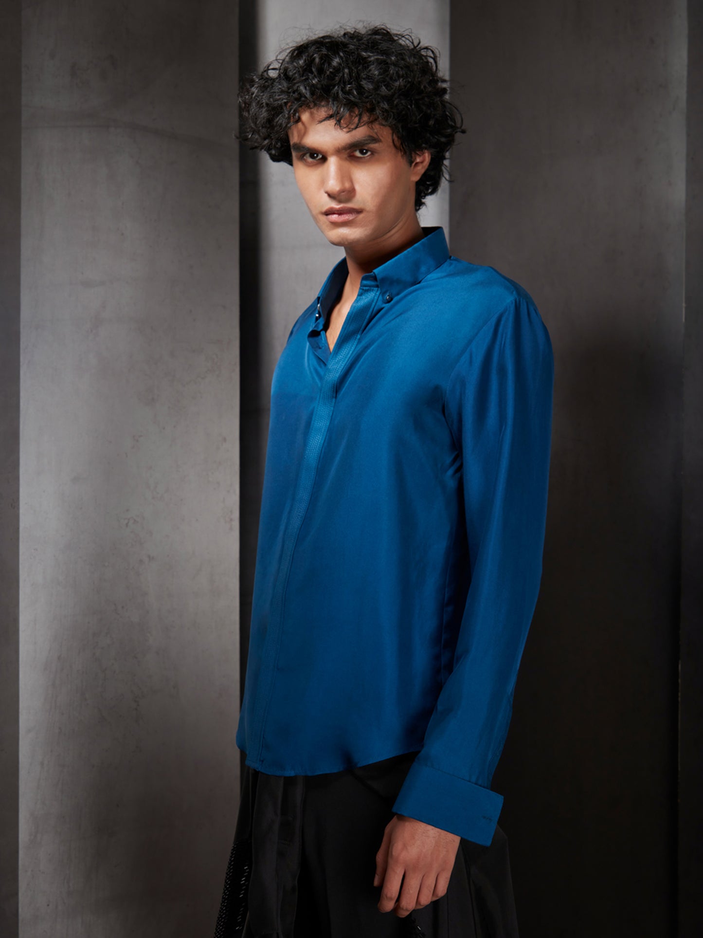 Galaxy Blue Silk Twill Shirt