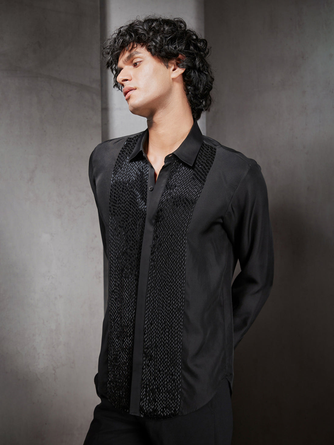 Embroidered Crepe Shirt