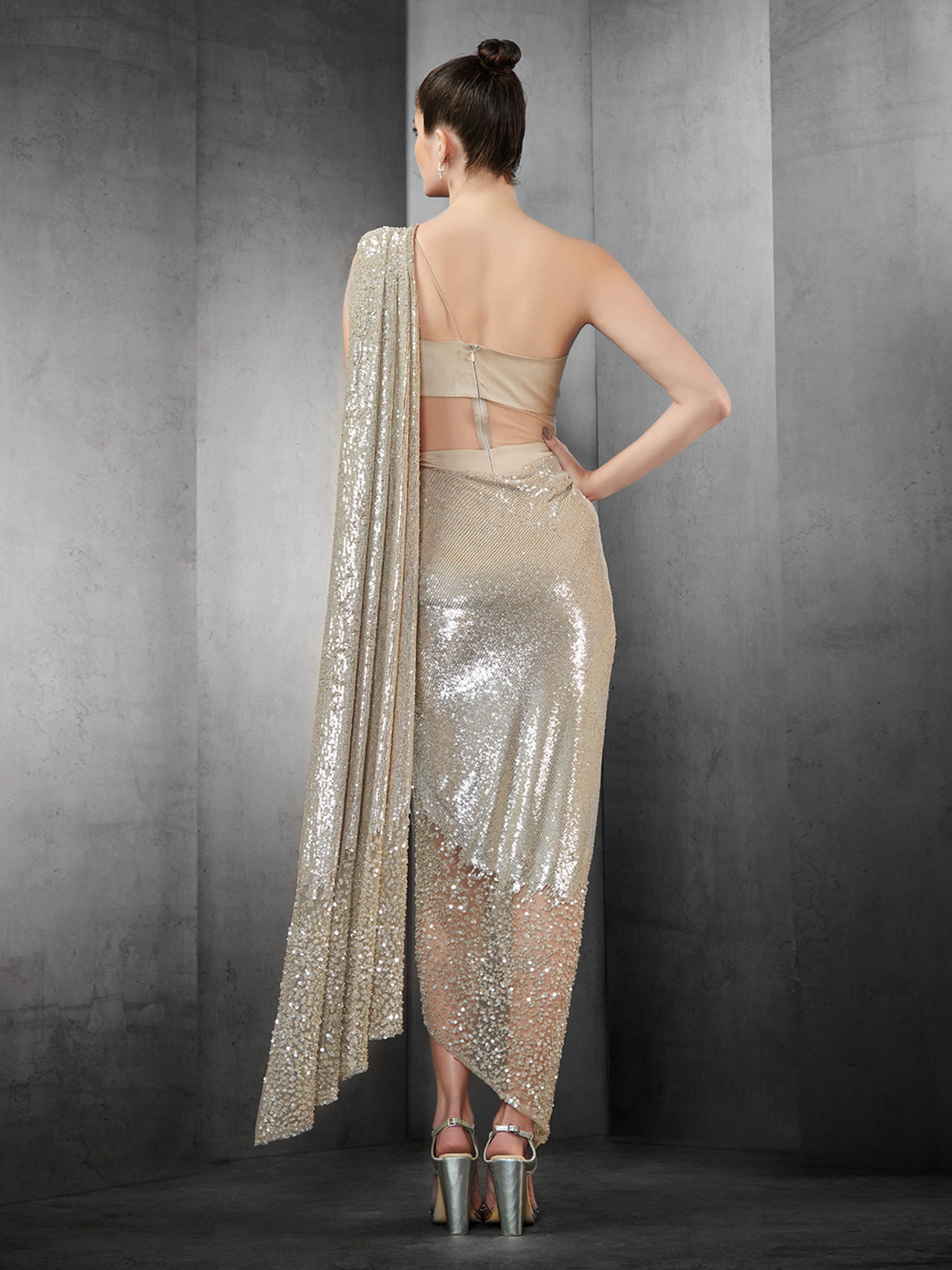 Fully Sequin Draped Fitted Saree