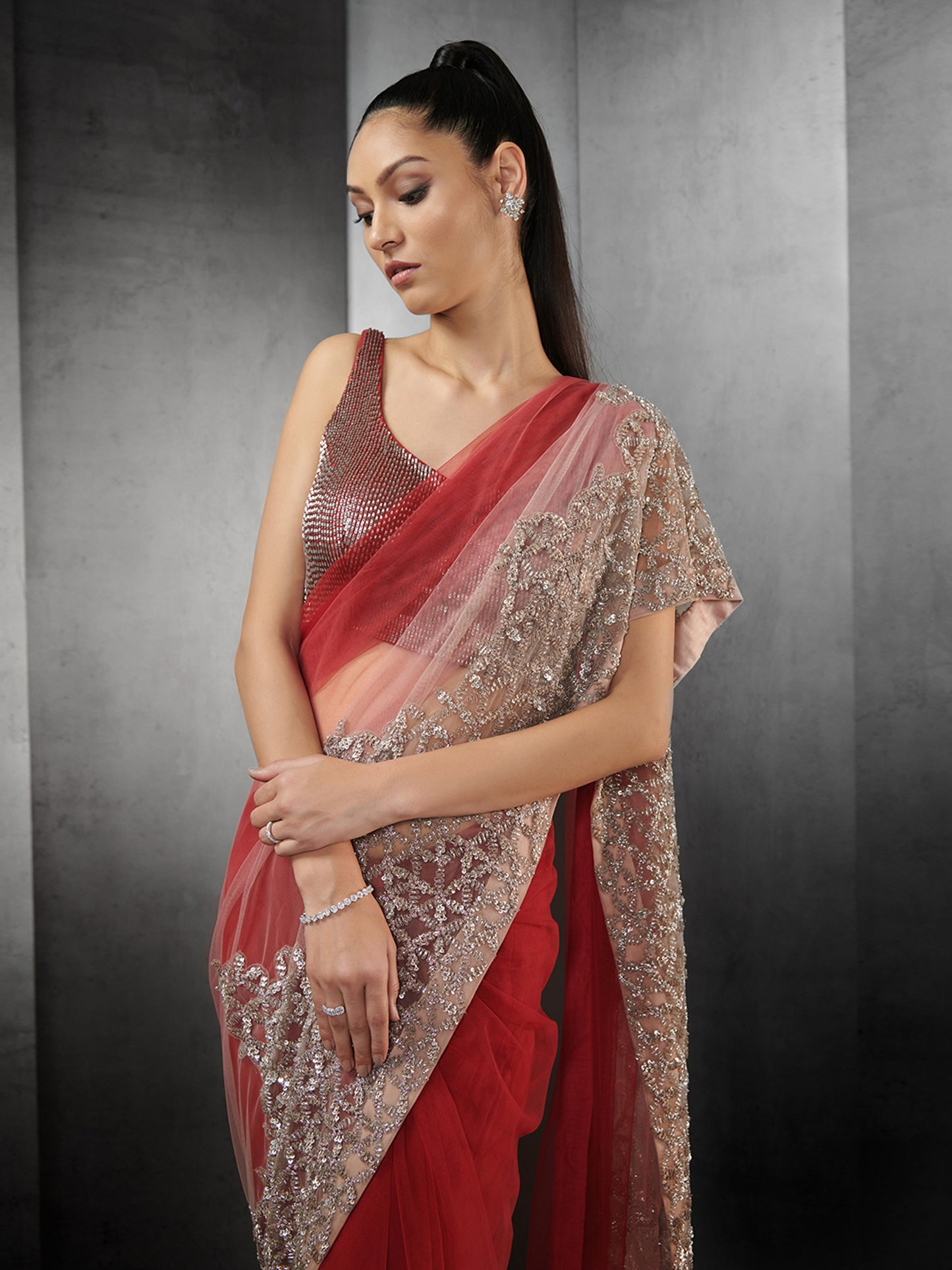 Tulle Ombre Saree