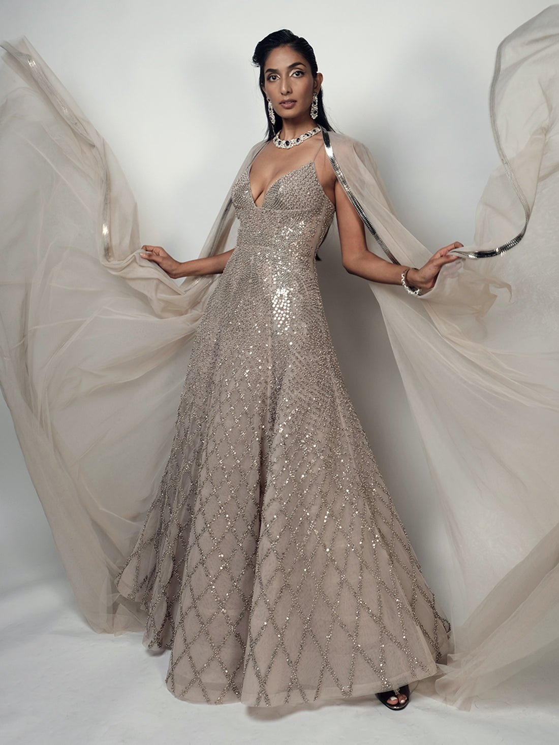 Spatial Metallic Gown