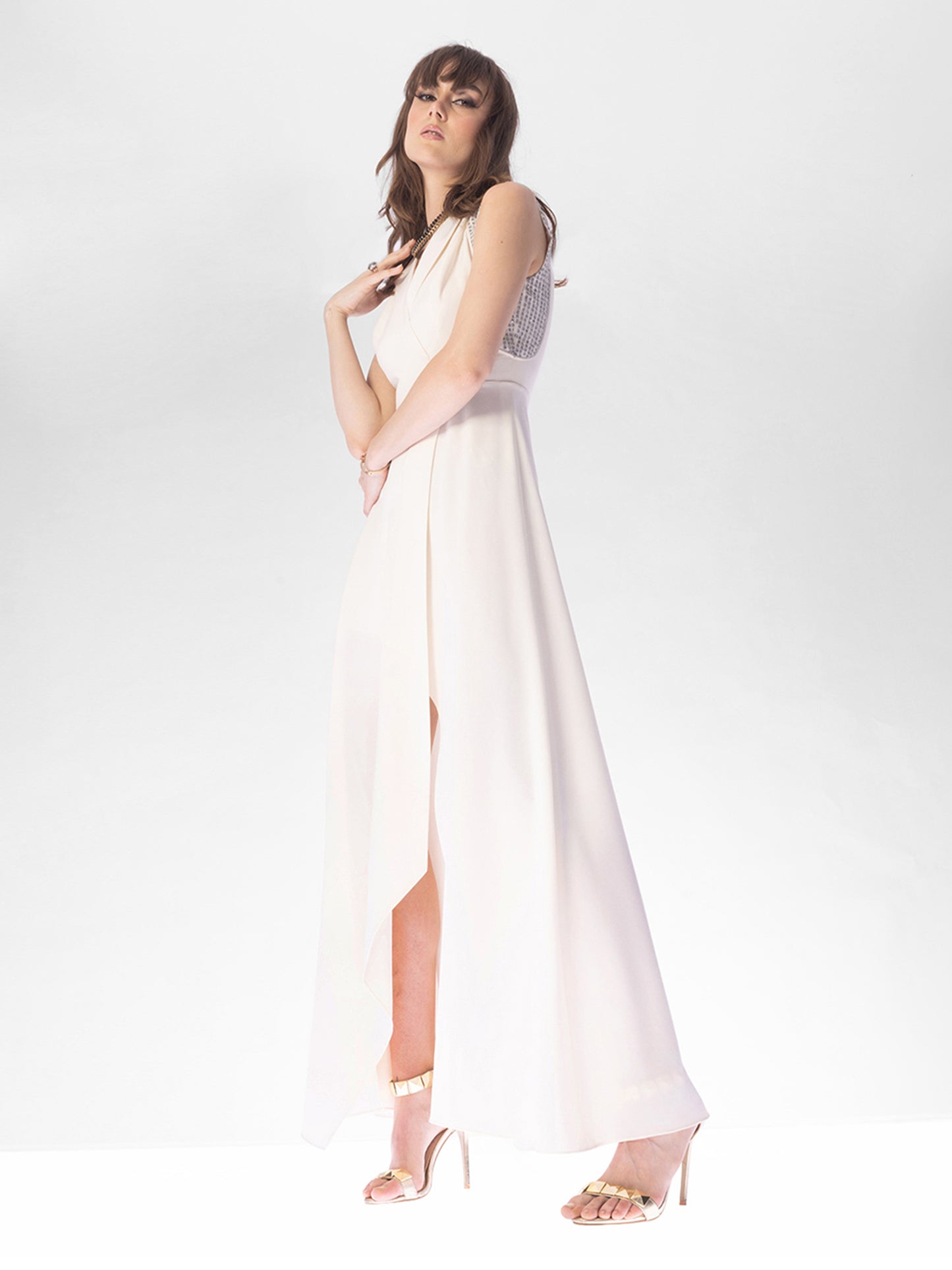 Omega White Overlap Dress