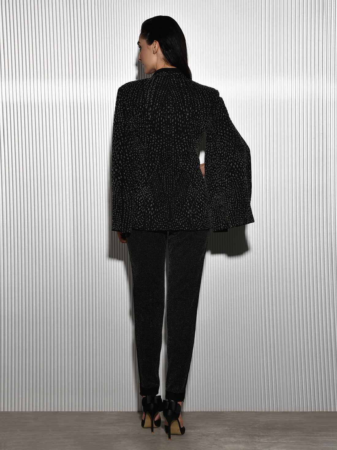 Black Embellished Cape Jacket