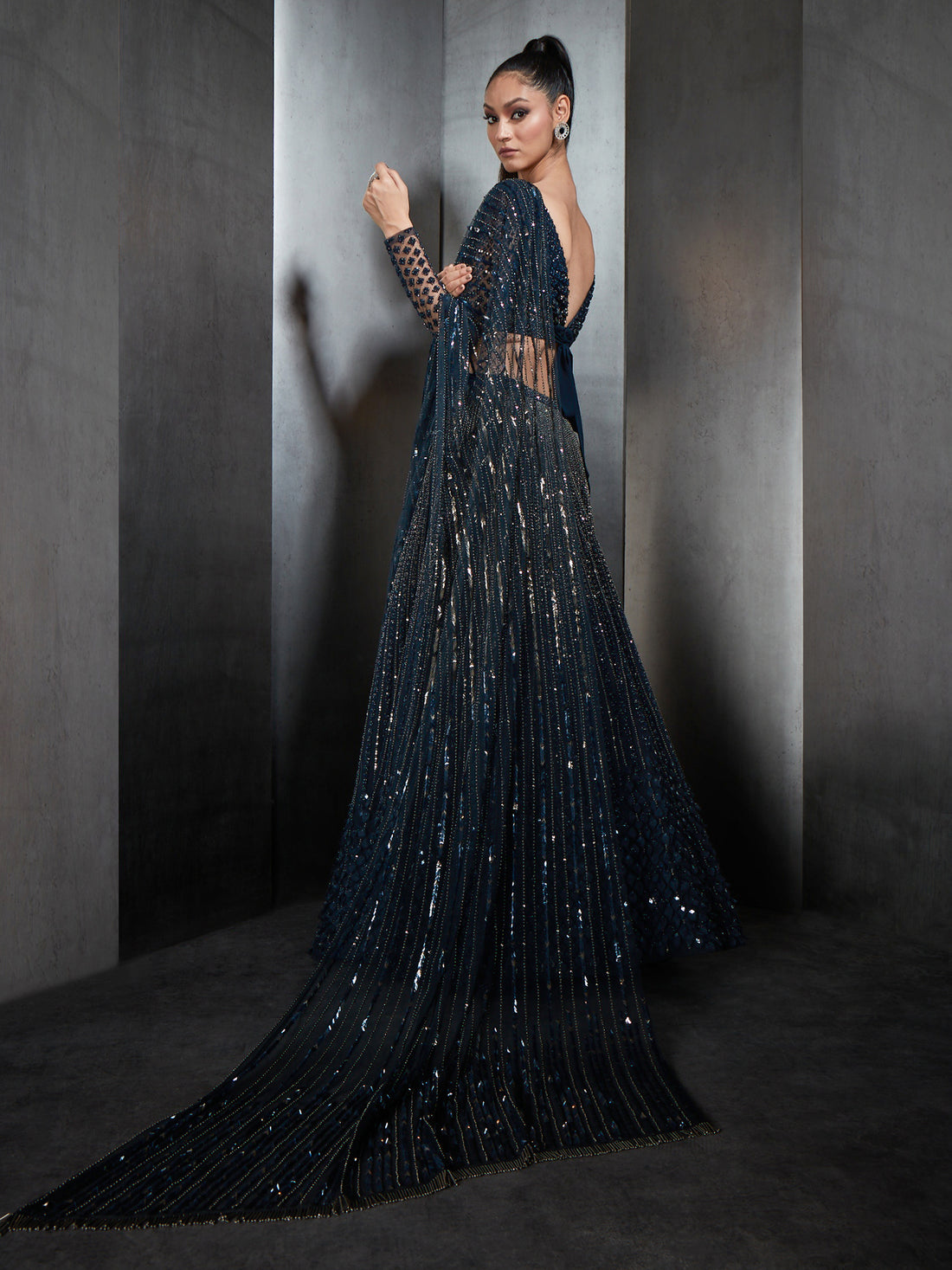 Heavily Embellished Lehenga With Deep V-Neck Blouse