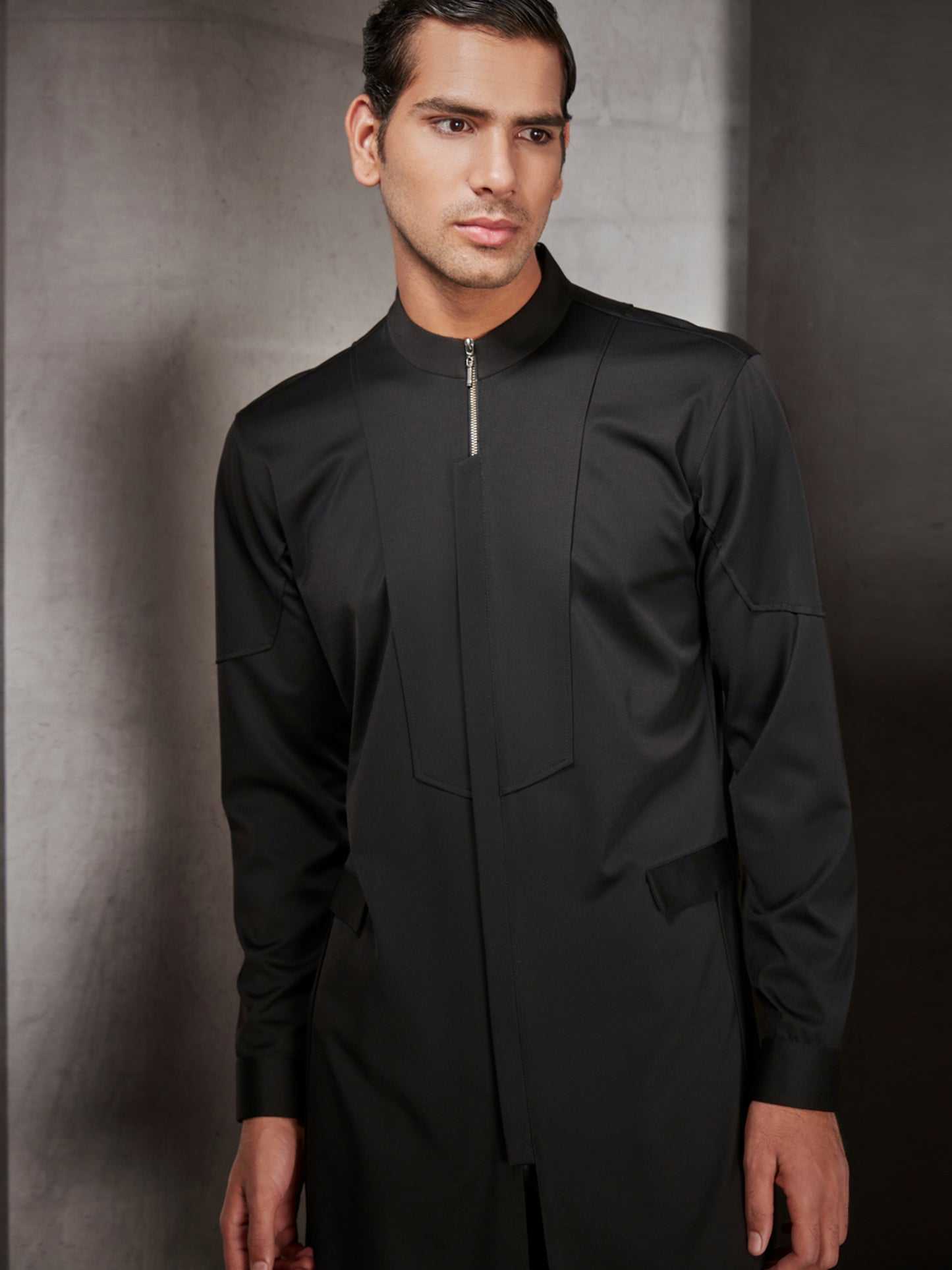 Black Zipper Style Short Kurta