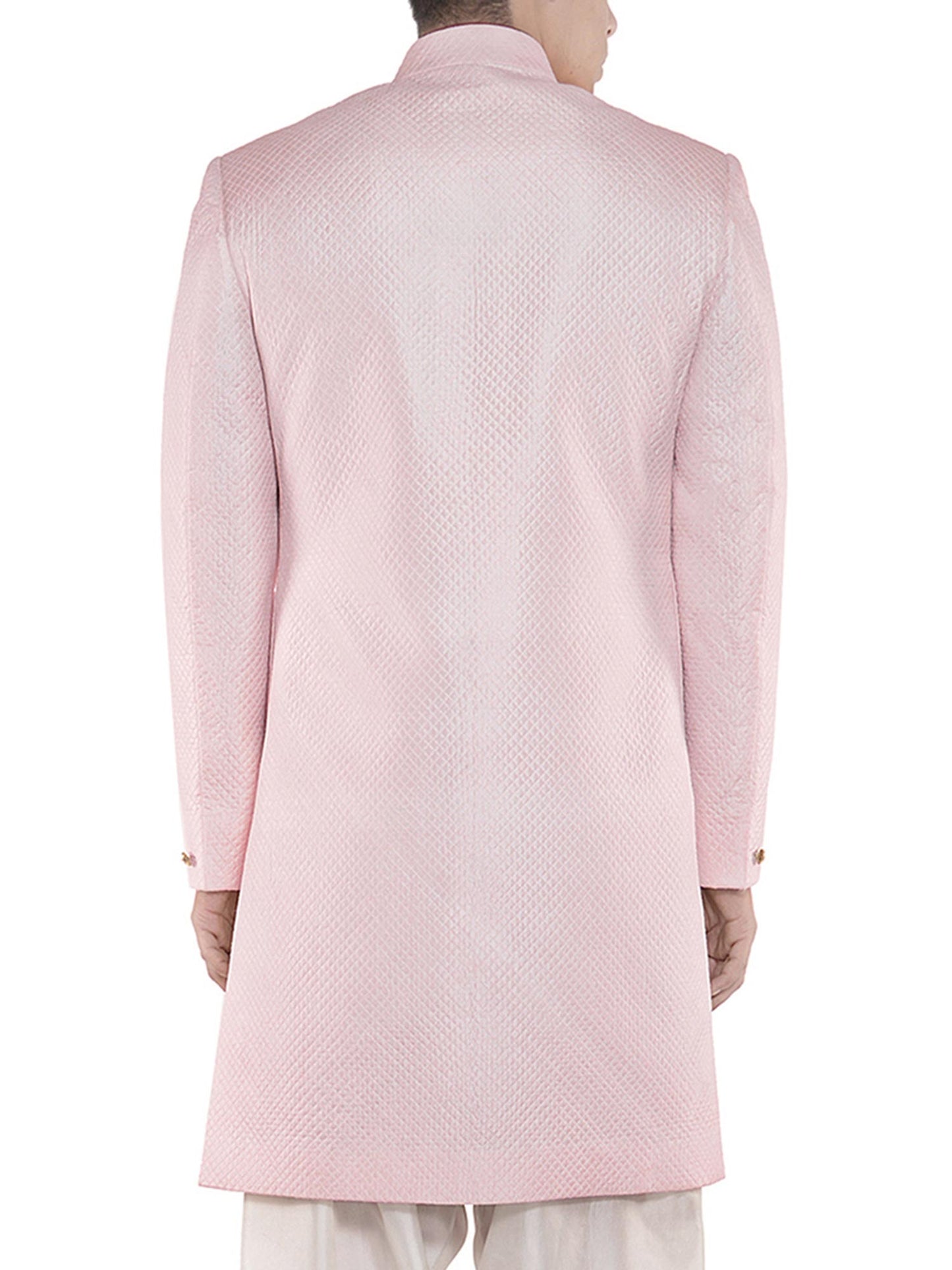 Feather Pink Quilted Sherwani Set