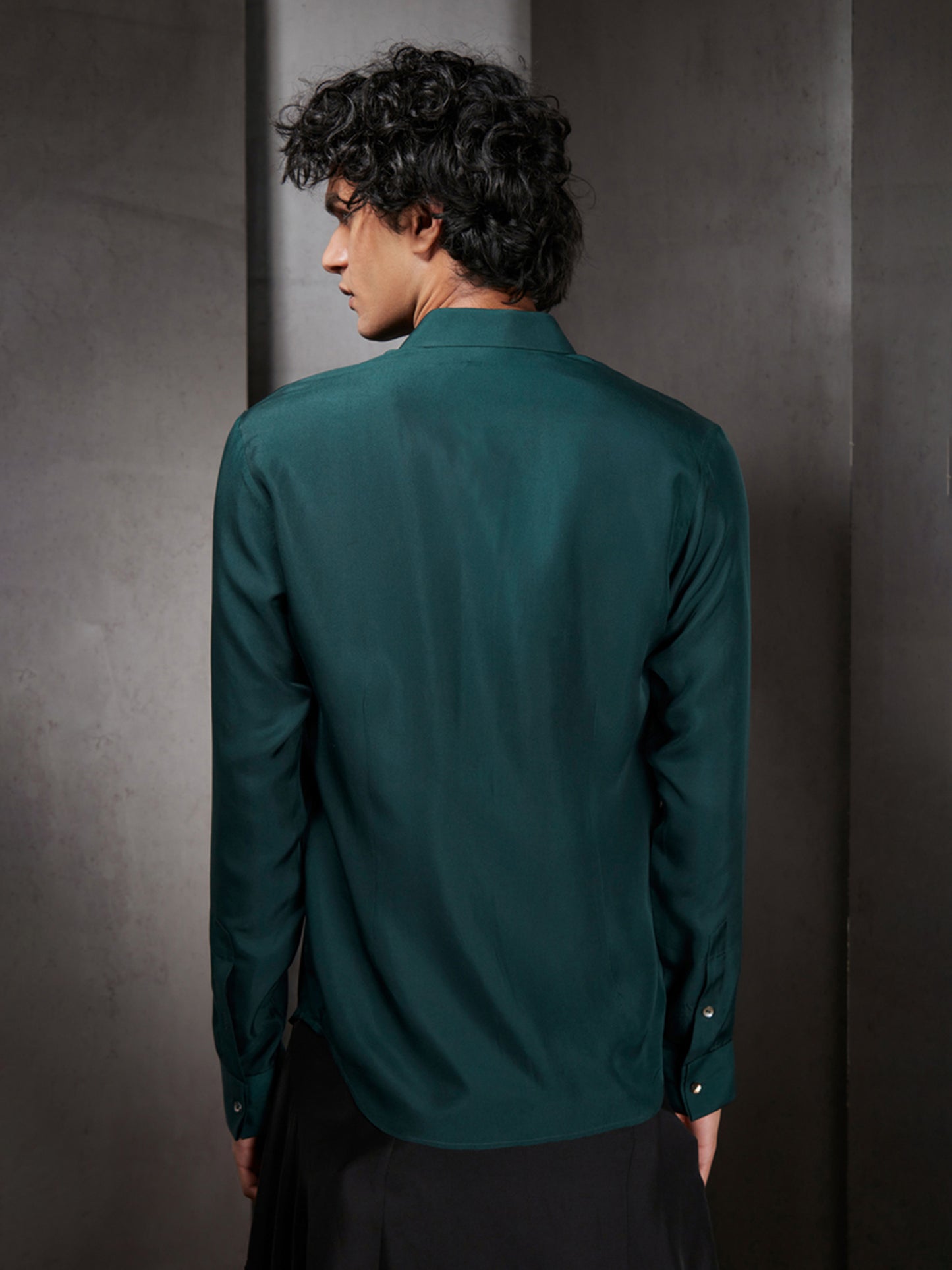 Emerald Silk Twill Shirt