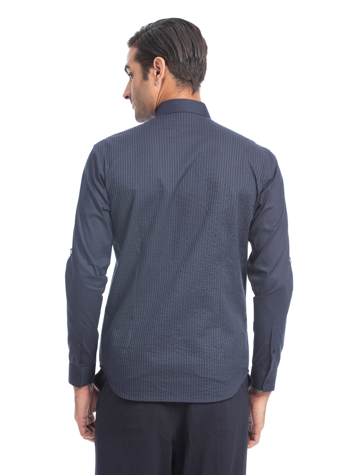 Stitch Line Panel Zipper Shirt