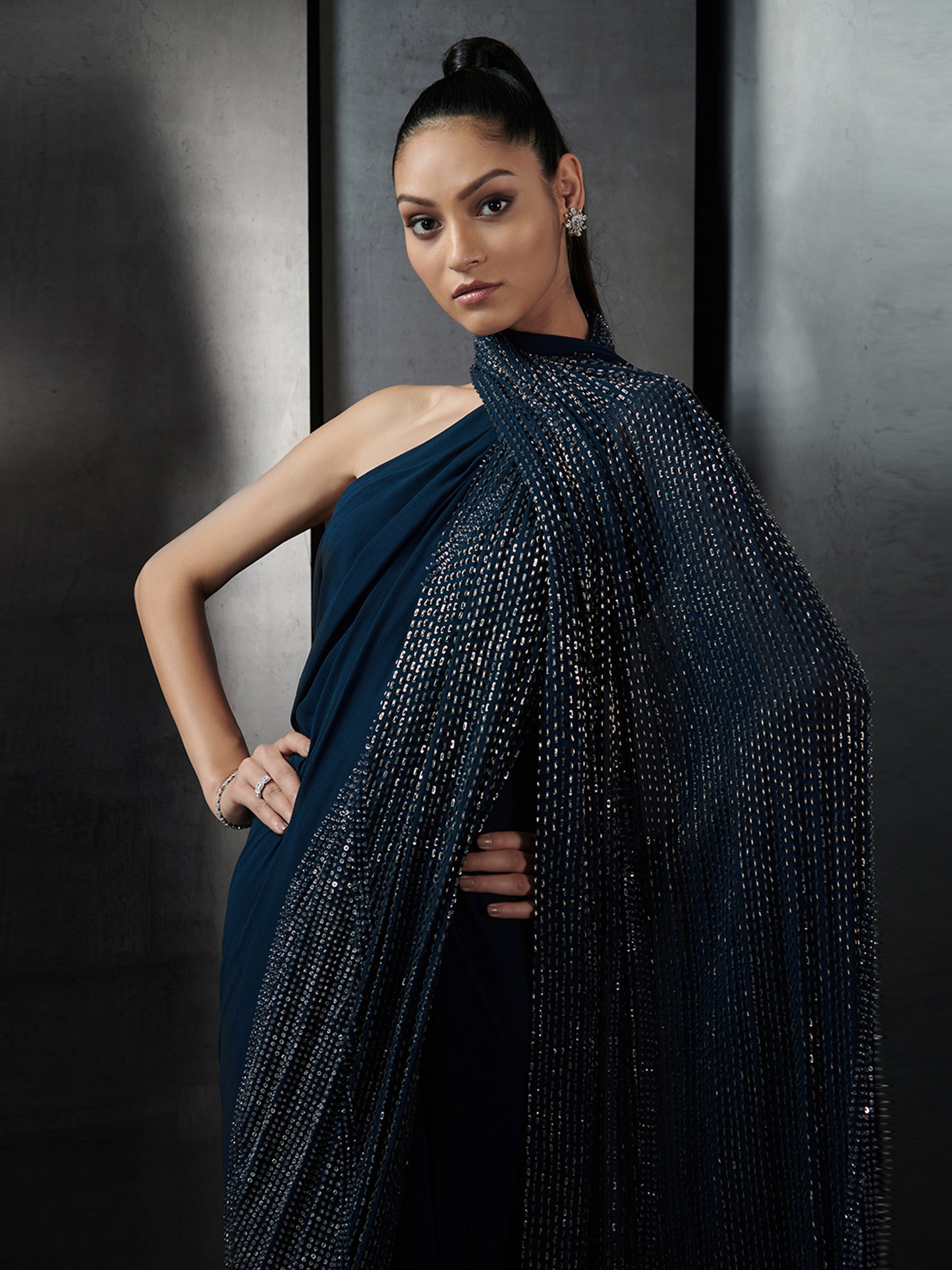 Seqeuin With Draped Saree