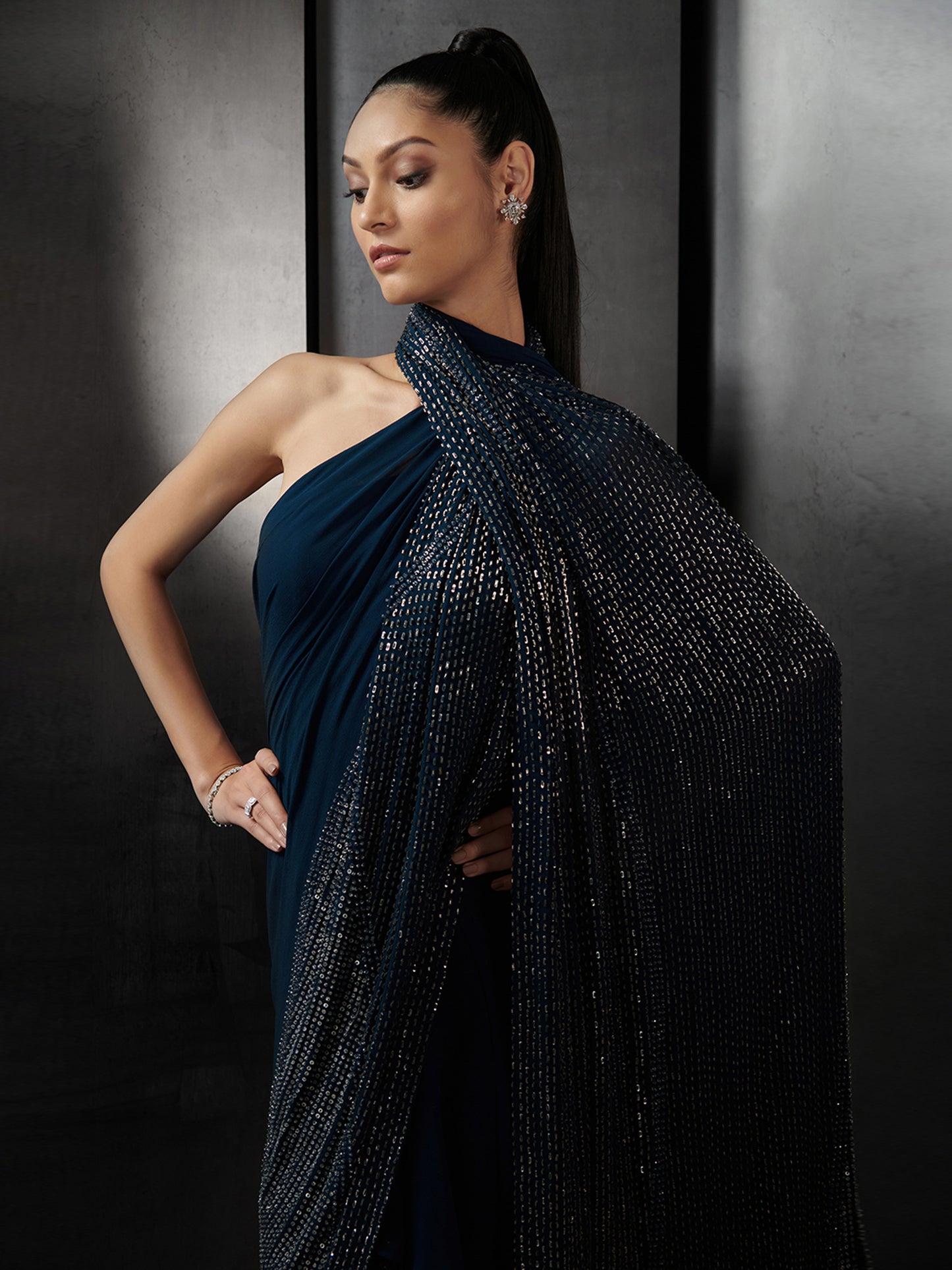 Seqeuin With Draped Saree