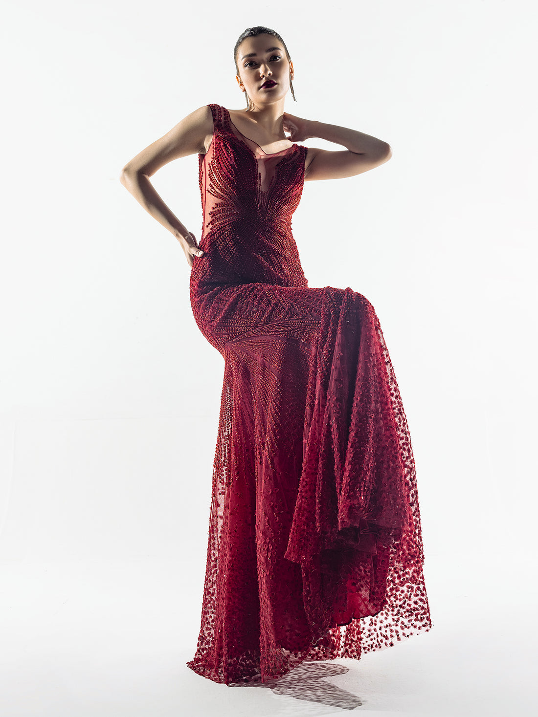 Starburst Off-shoulder Gown