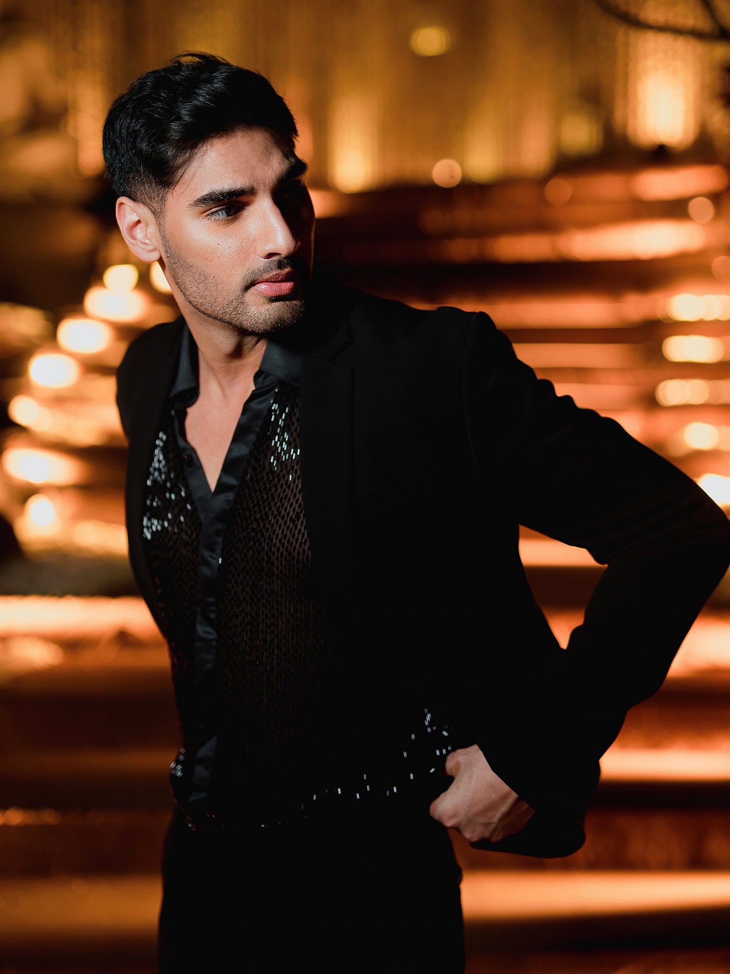 Ahan Shetty In Tuxedo With Fully Sequins Shirt