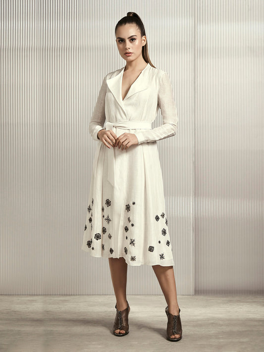 Collared Full Sleeve Jacket With Crystal Embroidery