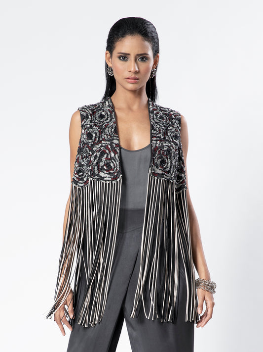 Onyx Tassel Gilet