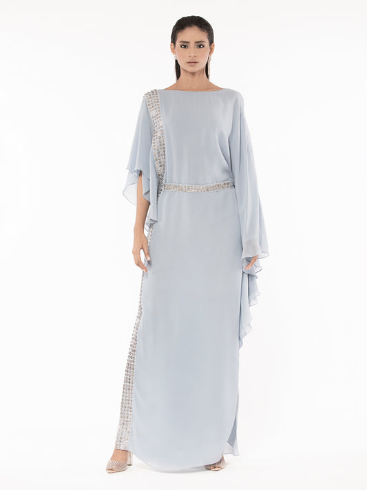Asymmetric Tunic With Bead Embroidery And Belt