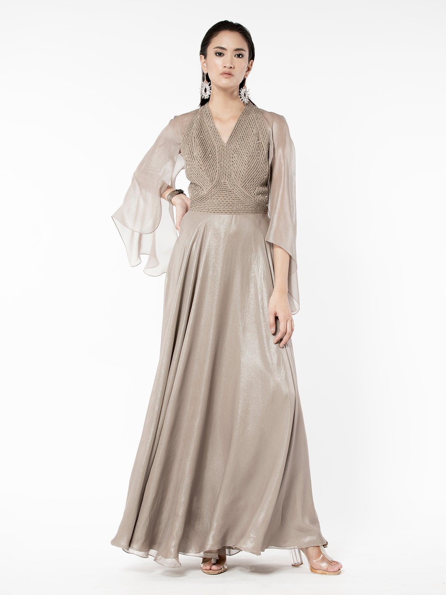 Gold Kaftan with Tonal Embellishments