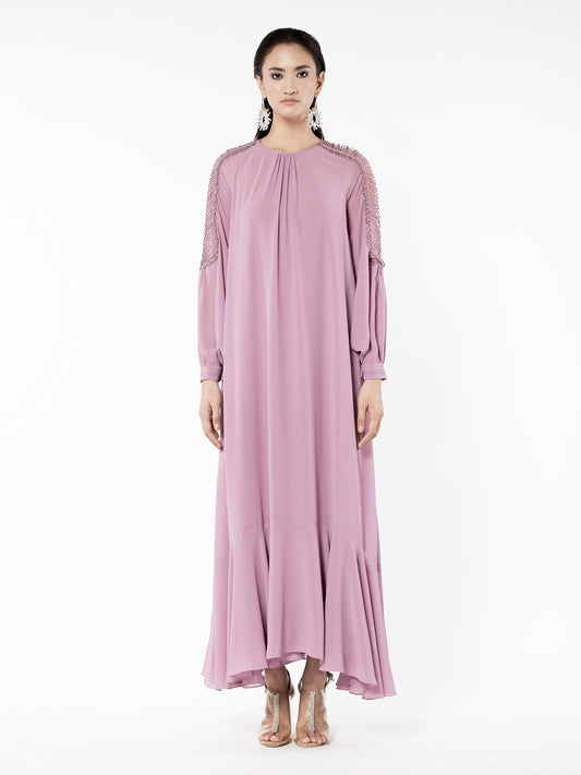 Mauve Kaftan With Embellished Cord Details