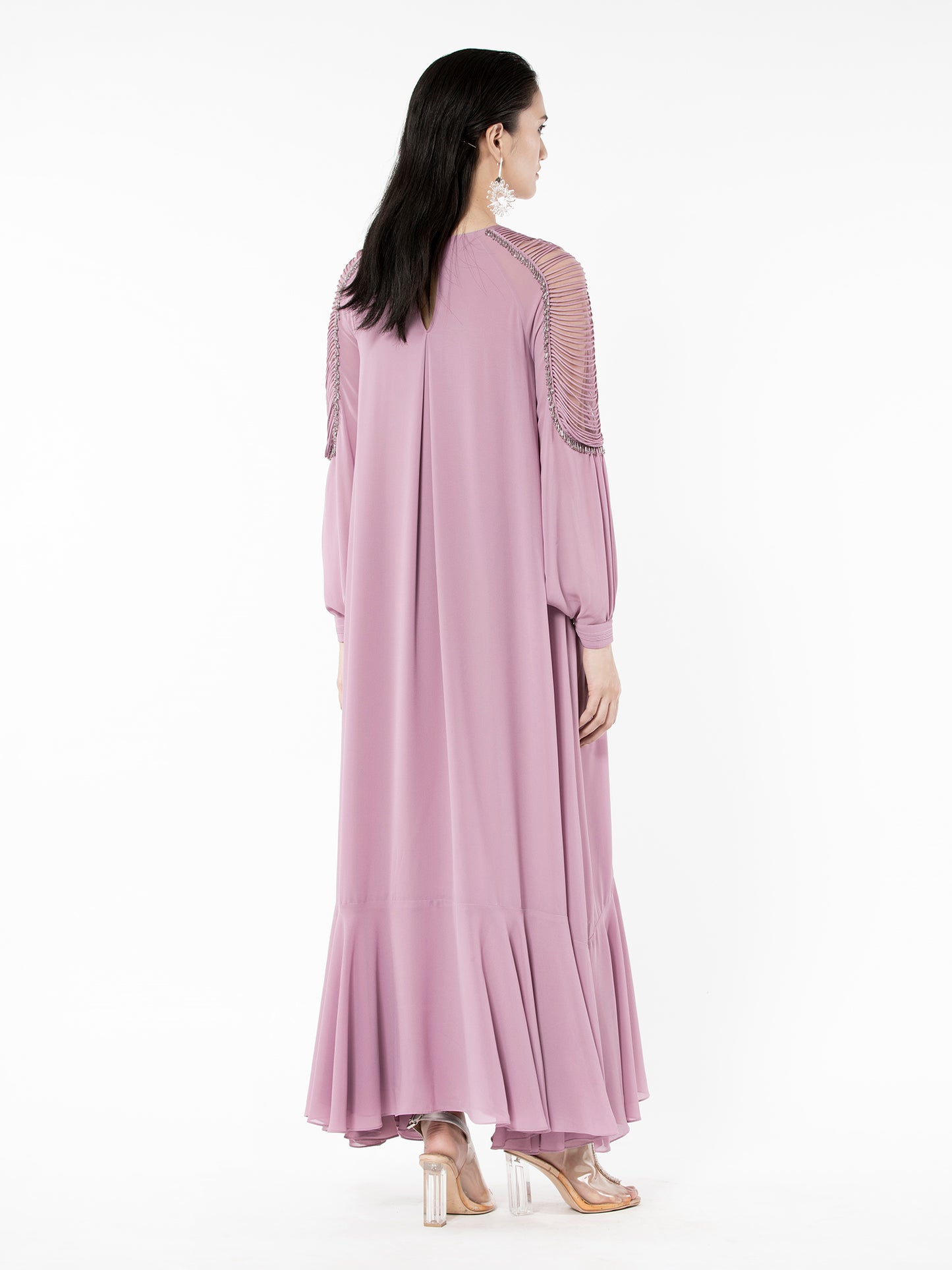 Mauve Kaftan With Embellished Cord Details