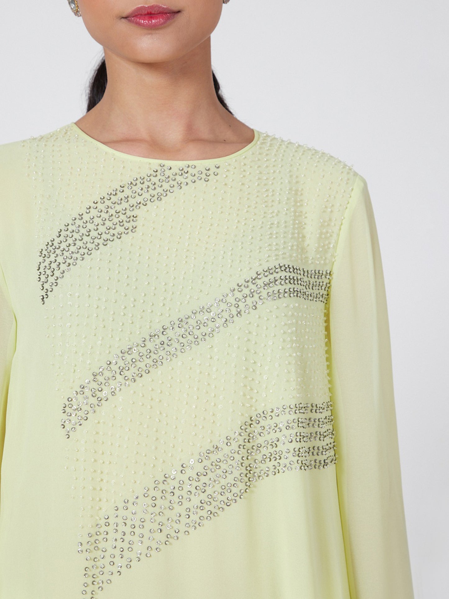 Asymmetrical Ombre Top With Sequins