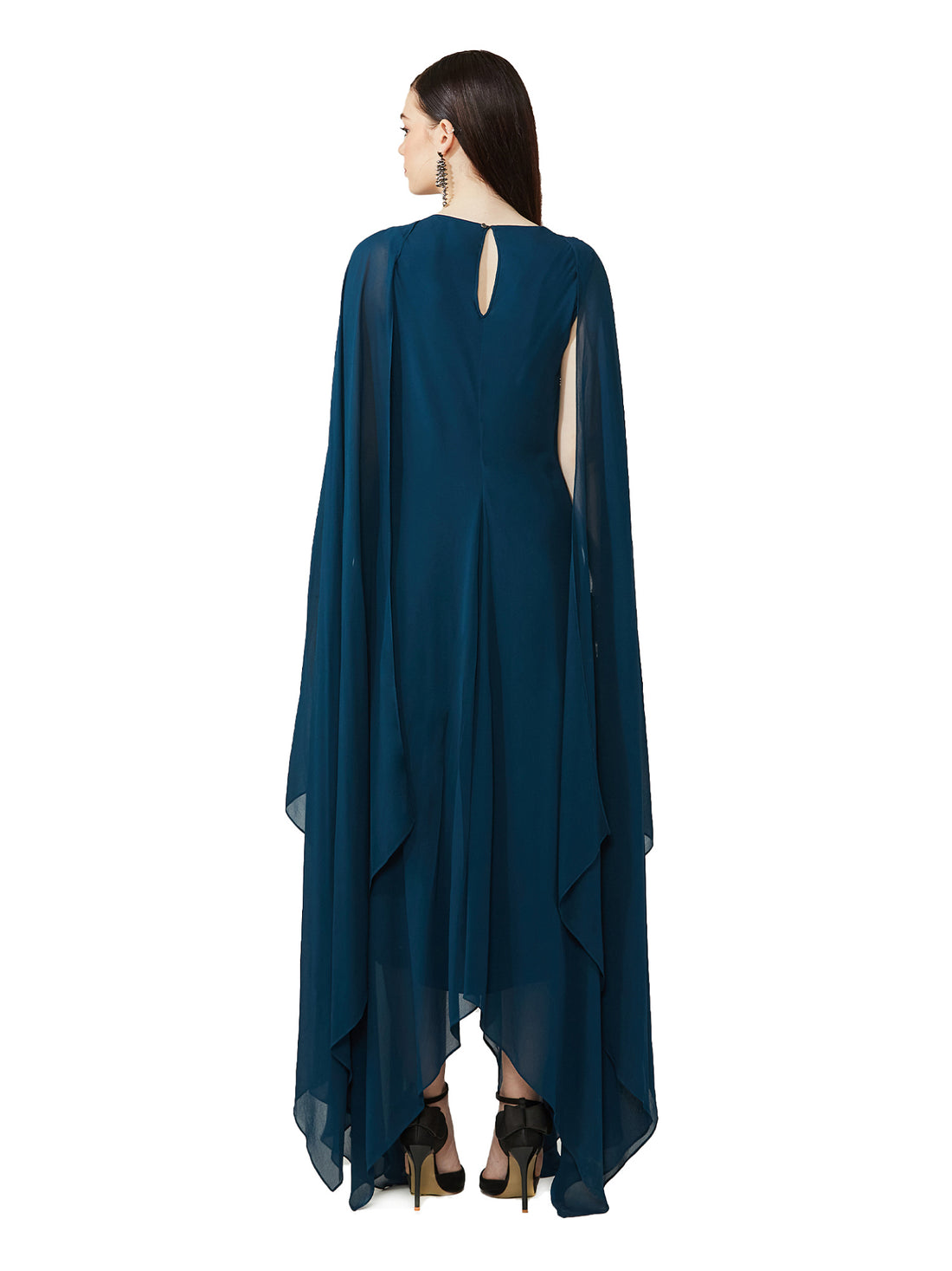 Asymmetric Embellished Kaftan With Flared Sleeve