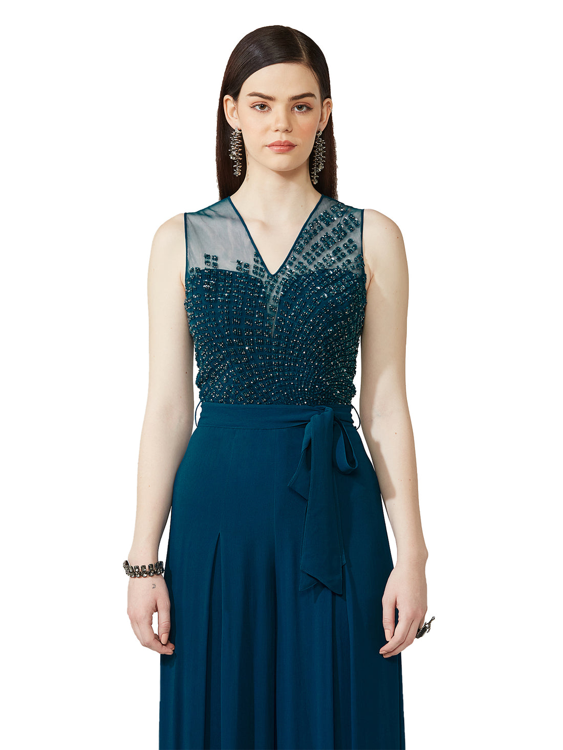 Flared Embroidered Jumpsuit