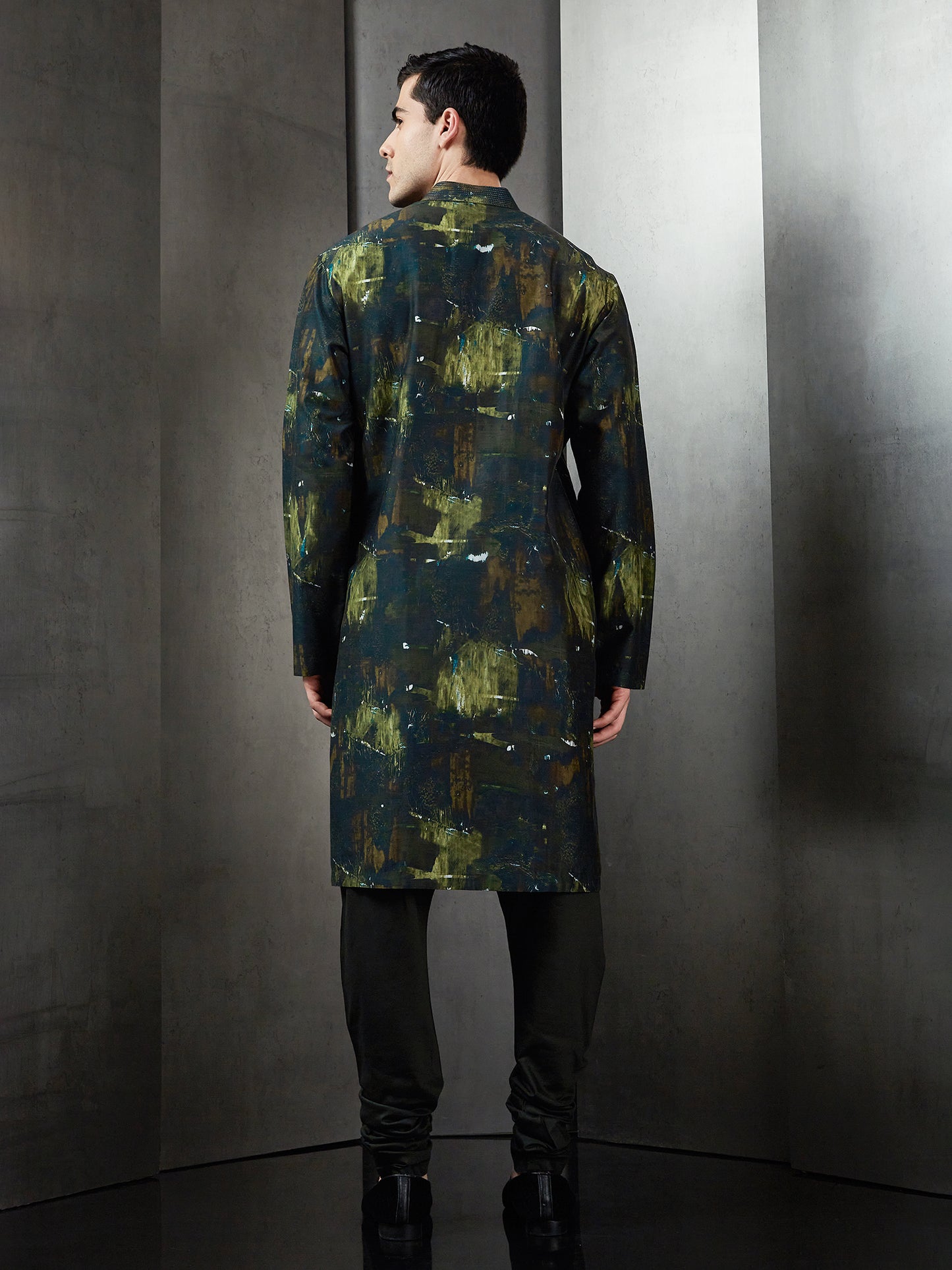 Front Sequins With Dark GPSY Glitch Print Kurta Set