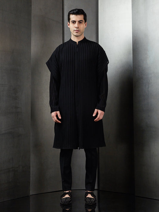 Front Zipper With All Over Pintuck Short Kurta