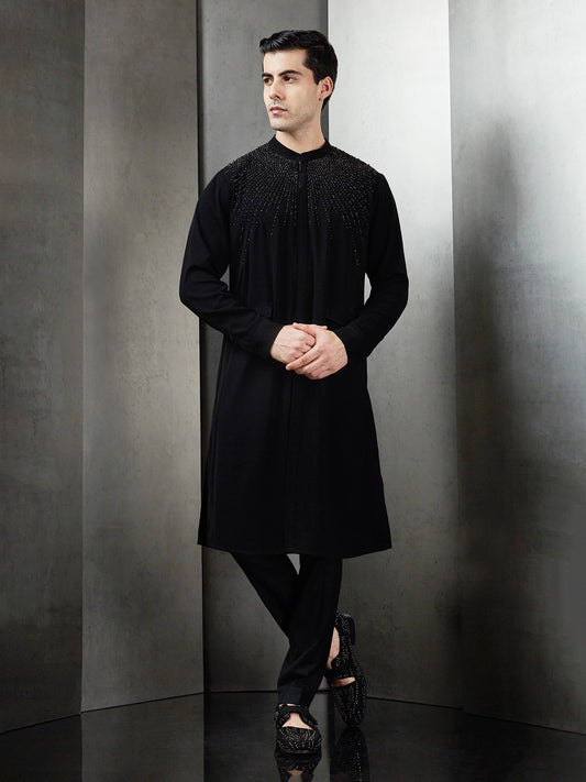 Zipper Kurta With Embroidery